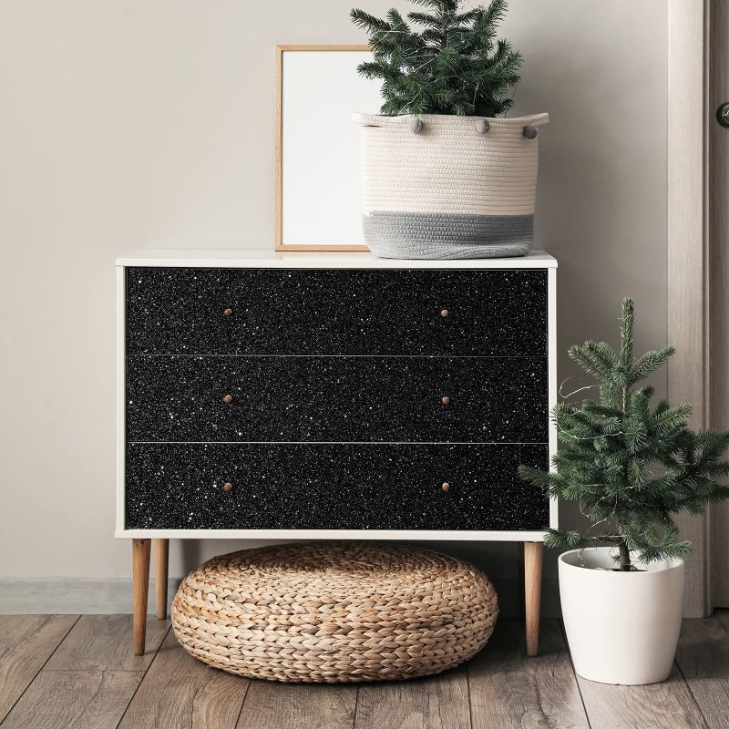 Cre8Tive Black Glitter Wallpaper Border Peel And Stick Wall Border Sparkle Black Contact Paper Self Adhesive Removable Glitter Fabric Wallpaper Wall Borders For Girls Bedroom Dresser Diy Crafts 8""X80"" - Image 5