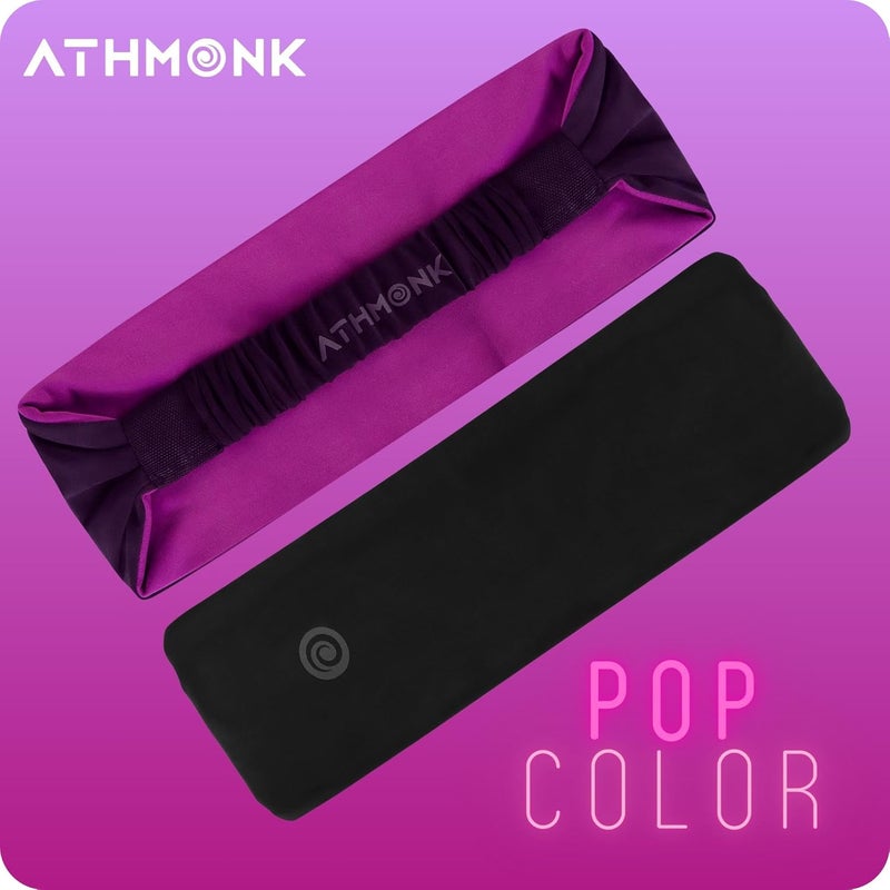 Athmonk Lycra Multipurpose Reversible Headband for Men Women, Colorful Stylish Sweatband Quick Dry Manage Long Hair Wide Snug Fit Elastic for Sports, Running, Gym, Cricket, Badminton, Black - Image 3