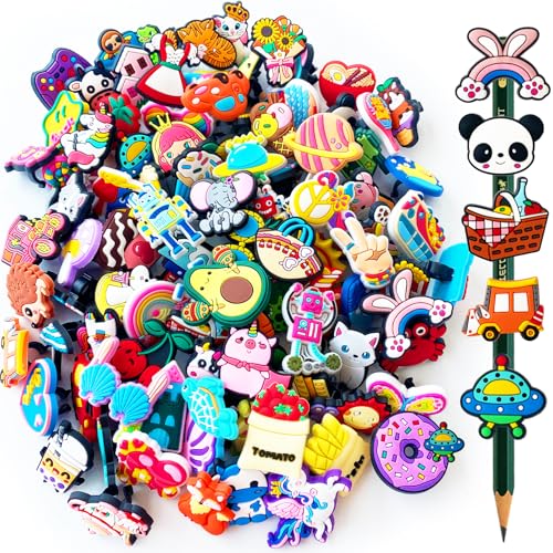 Zddaoole 100 Pcs Cute Pencil Topper DecorationBulk Random Pencil Topper AccessoriesDifferent Pencil Clips Decorations for PupilJunior Students GiftsAwardsPrize - Image 1