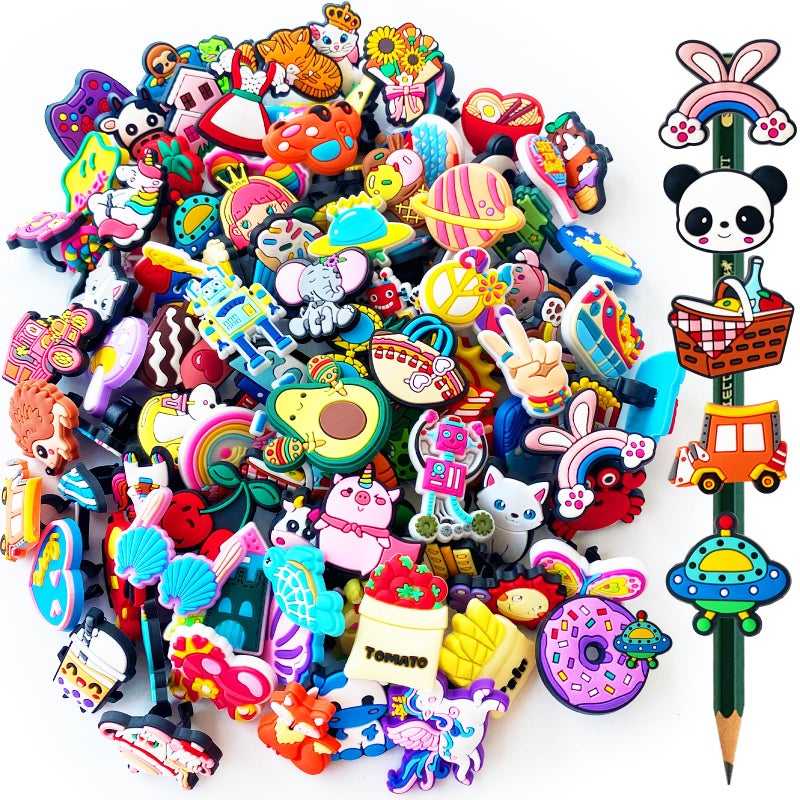 Zddaoole 100 Pcs Cute Pencil Topper DecorationBulk Random Pencil Topper AccessoriesDifferent Pencil Clips Decorations for PupilJunior Students GiftsAwardsPrize - Image 2