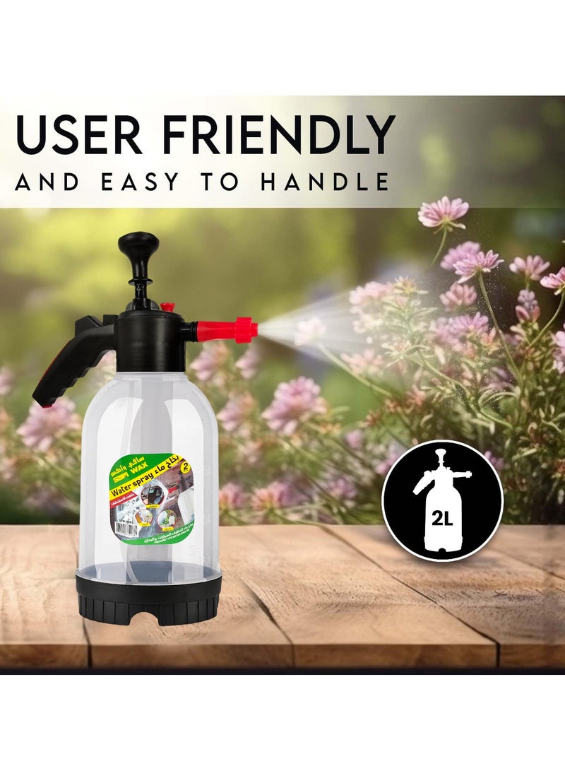 Safi WAX Safi Wax 2L Manual Pressure Water Spray Bottle  Adjustable Nozzle, PET Material, Multi-Purpose Use for Car Cleaning, Gardening, AC, Home, Disinfection & Industrial Spraying, SFW-9082 - Image 3