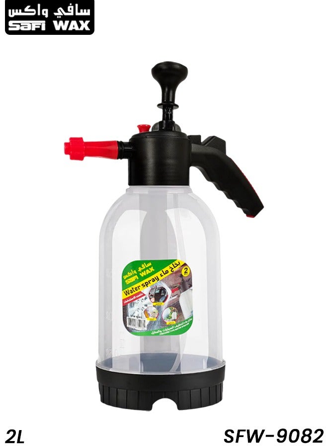 Safi WAX Safi Wax 2L Manual Pressure Water Spray Bottle  Adjustable Nozzle, PET Material, Multi-Purpose Use for Car Cleaning, Gardening, AC, Home, Disinfection & Industrial Spraying, SFW-9082 - Image 1