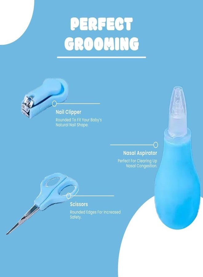 WEZOSHINET 8 in 1 Portable Manicure Grooming Kit for New Born Baby Healthcare Accessories Set to Keep Infants & Toddlers Clean|Perfect Nursery Gift with Nail, Hair, Ear Grooming Tools for Kids (Blue) - Image 4