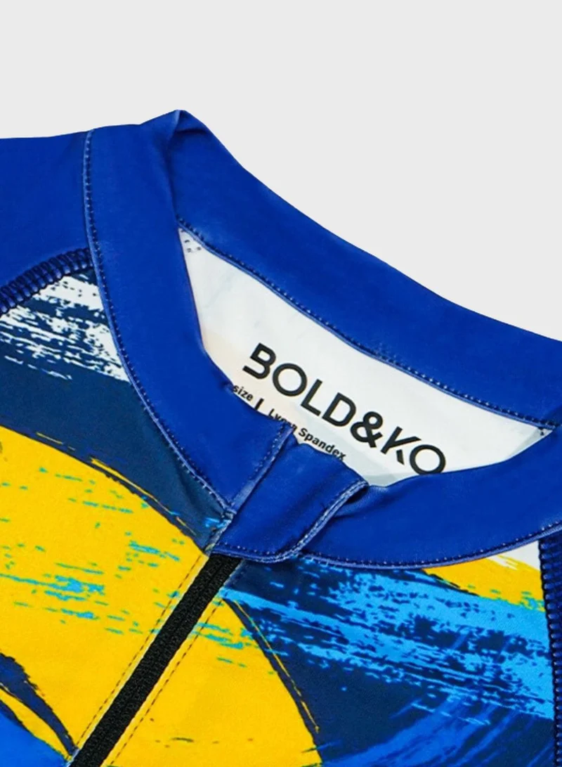بولد اند كو Kids Abstract Print Rashguard Swimsuit