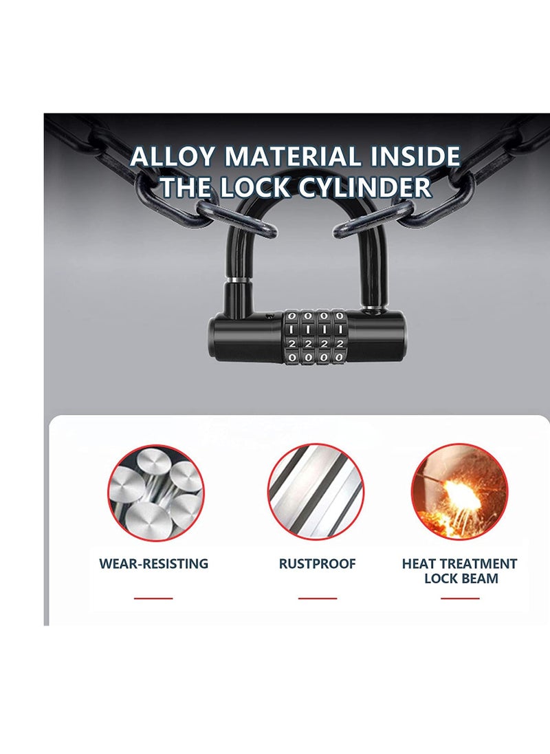 SYOSI Bike Lock, Heavy Duty Outdoor Waterproof Lock with Resettable Code, Digit Combination Padlock, 4 Digit Code Lock Anti Theft for Gates, Mountain Bike, Scooter Gym, School, Shed & Lockers  - Image 3