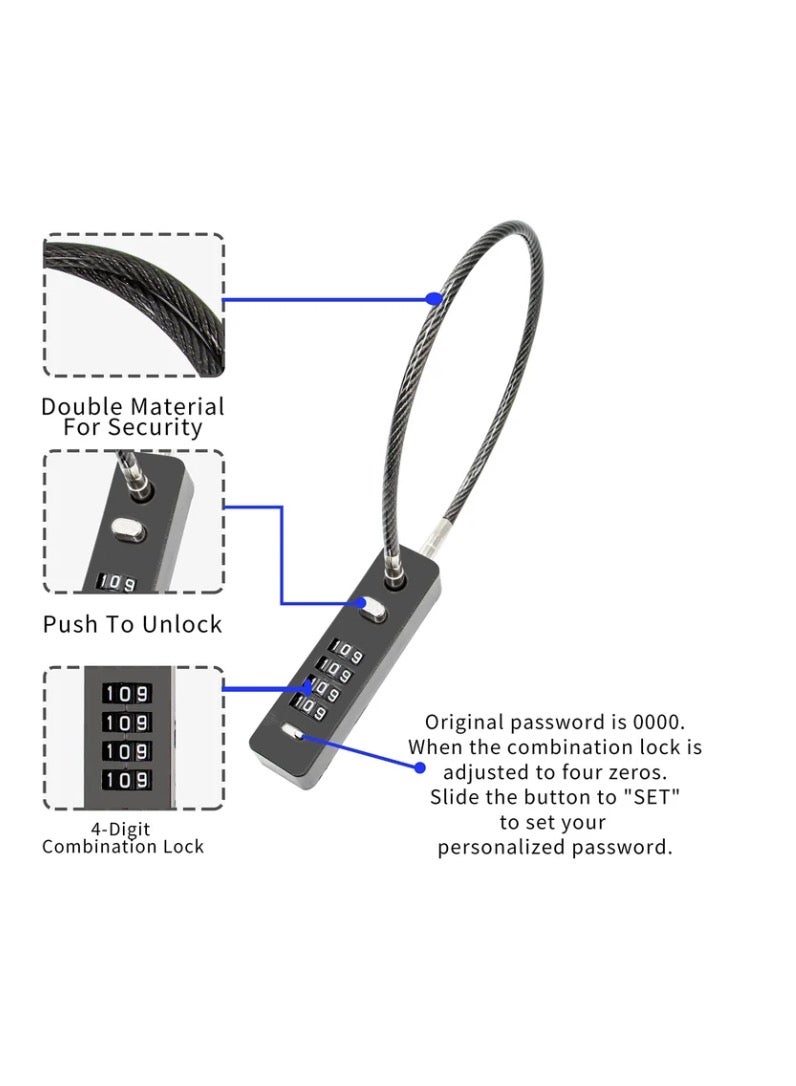 Generic Combination Lock Cable Security Steel Cable Luggage Lock, Bike Lock Weatherproof with Resettable Code, Braided Steel Coated Anti-Theft, Waterproof Cycling Cable Locks, Black (1.96 Feet 5 mm) - Image 2