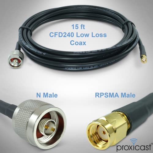 Proxicast 15 ft RP SMA Male to N Male Premium CFD240 Low-Loss Coaxial Cable (50 Ohm) for Connecting WiFi & Helium Miner (HNT) Hotspots to N-Female Antennas (Not for TV or Cellular) (ANT-310-020-15) - Image 2
