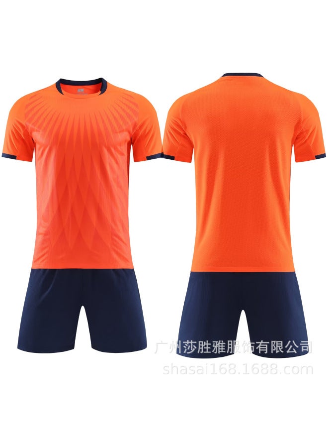 6332 Orange Sweat Absorbing Breathable Football Suit Suit Adult Children Football Training Suit Student Competition Team Uniform Diy Running Suit