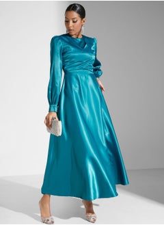 Ruched Detail Satin Dress