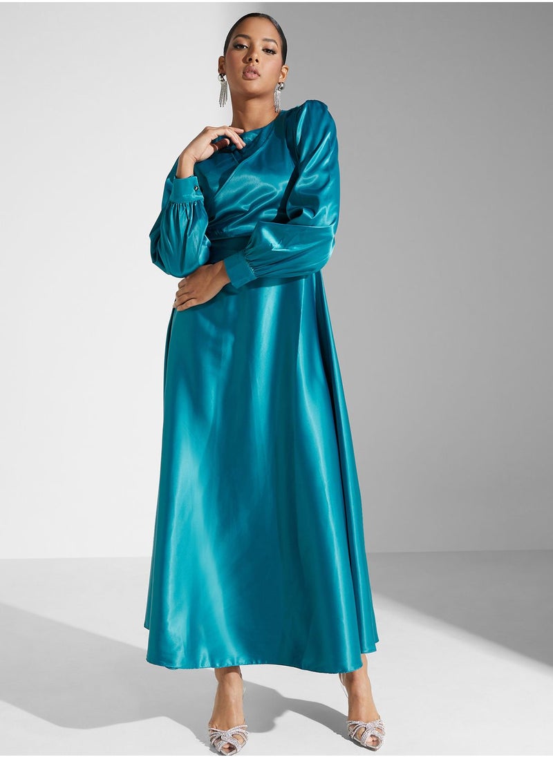 Khizana - Ruched Detail Satin Dress - Image 1