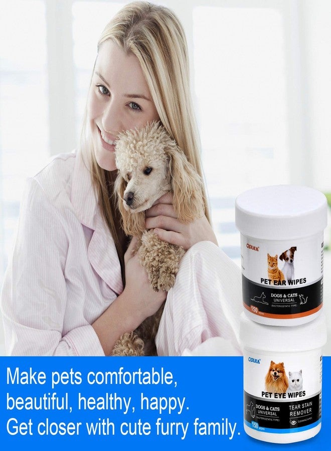 OPULA Dog Ear Eye Cleaner Wipes,300 Count Cat Eye Ear Cleaning Wipes,Pet Wipes,150pcs Tear Stain Remover Wipes+150pcs Ear Wax Wipes,Non-Irritating,Dog&Cat Universal,Eliminate Odor - Image 5