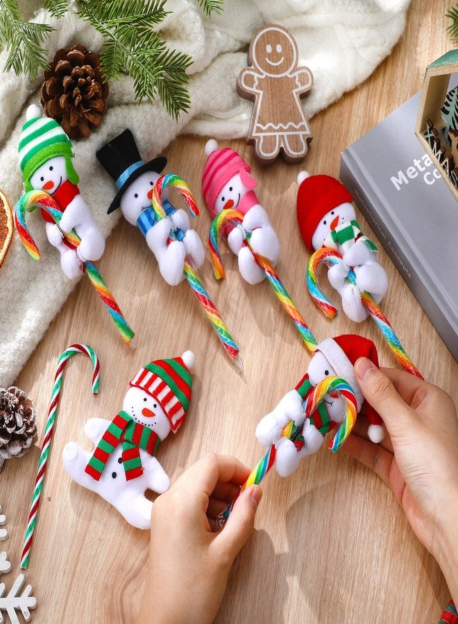 Poen مجموعة من 12 قطعة من أغطية عصا الحلوى على شكل رجل ثلج مصنوعة من اللباد، مثالية لعيد الميلاد، مع قبعة ووشاح. حاملات عصا حلوى لطيفة على شكل رجل ثلج، مناسبة كهدايا لحفلات عيد الميلاد أو كحشو جوارب. الحلوى غير متضمنة. - Image 3