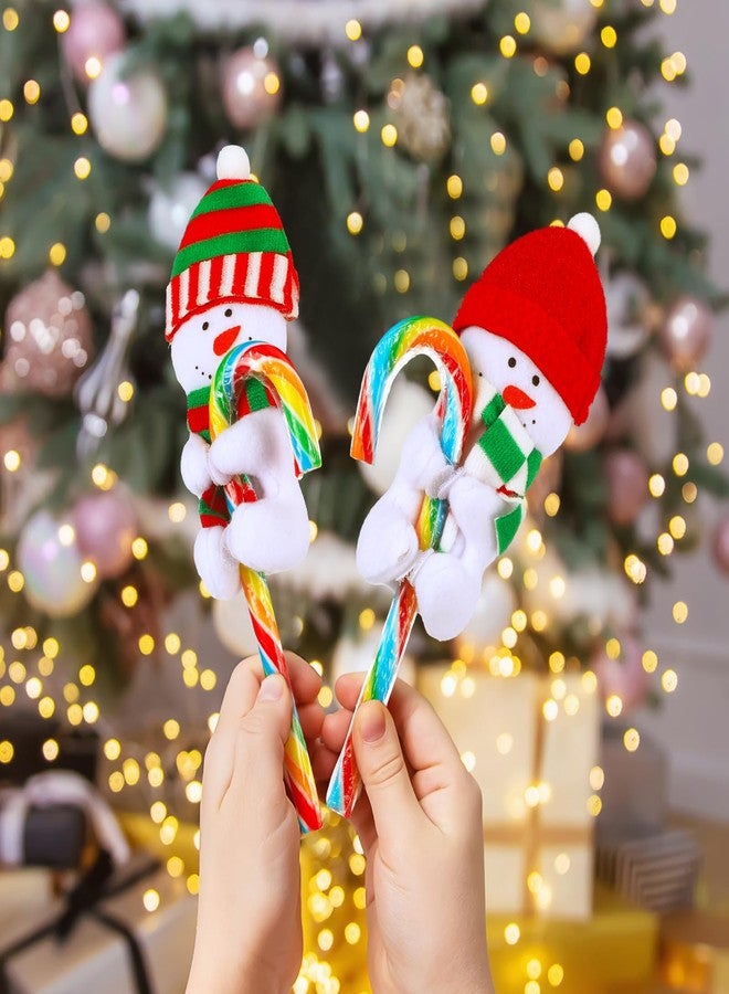 Poen مجموعة من 12 قطعة من أغطية عصا الحلوى على شكل رجل ثلج مصنوعة من اللباد، مثالية لعيد الميلاد، مع قبعة ووشاح. حاملات عصا حلوى لطيفة على شكل رجل ثلج، مناسبة كهدايا لحفلات عيد الميلاد أو كحشو جوارب. الحلوى غير متضمنة. - Image 5