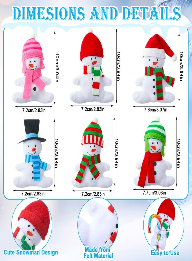 Poen مجموعة من 12 قطعة من أغطية عصا الحلوى على شكل رجل ثلج مصنوعة من اللباد، مثالية لعيد الميلاد، مع قبعة ووشاح. حاملات عصا حلوى لطيفة على شكل رجل ثلج، مناسبة كهدايا لحفلات عيد الميلاد أو كحشو جوارب. الحلوى غير متضمنة. - Image 2