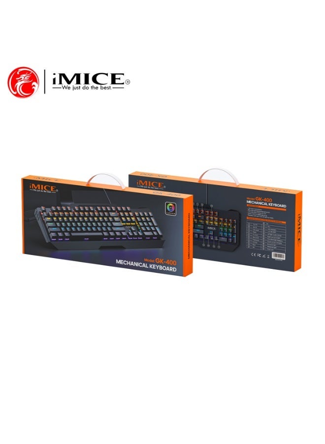 iMICE GK400 Mechanical Gaming Keyboard 104 Keys Wired RGB Keyboard Full Size USB Keyboard for PC Laptop Gaming - Image 4