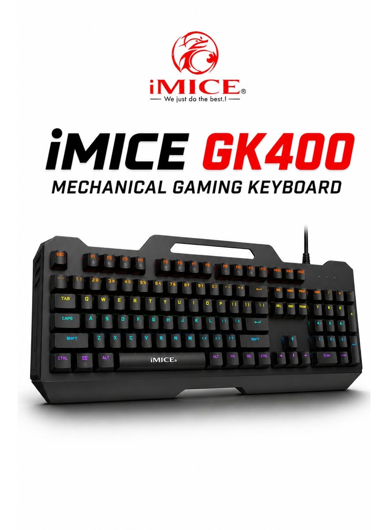 iMICE GK400 Mechanical Gaming Keyboard 104 Keys Wired RGB Keyboard Full Size USB Keyboard for PC Laptop Gaming - Image 1