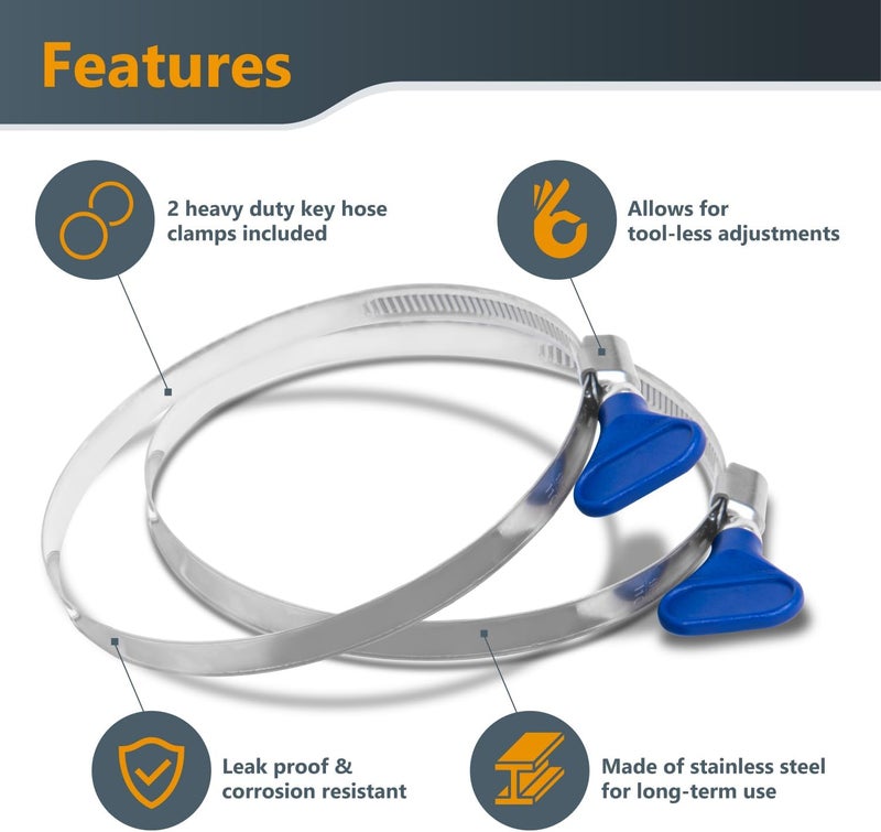 POWERTEC 3" x 5' PVC Flexible Dust Collection Hose with 2pcs Stainless Steel Key Hose Clamps for Table Saw, Planer, CNC Machine, Radial Arm Saw, Woodworking & Wood Shop Dust Collection System (70392) - Image 2