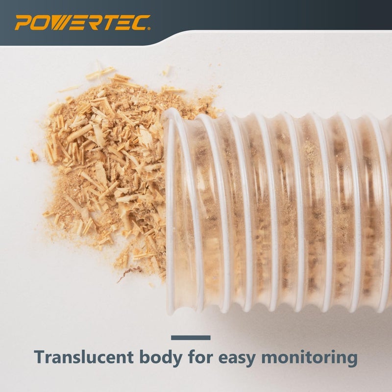 POWERTEC 3" x 5' PVC Flexible Dust Collection Hose with 2pcs Stainless Steel Key Hose Clamps for Table Saw, Planer, CNC Machine, Radial Arm Saw, Woodworking & Wood Shop Dust Collection System (70392) - Image 5