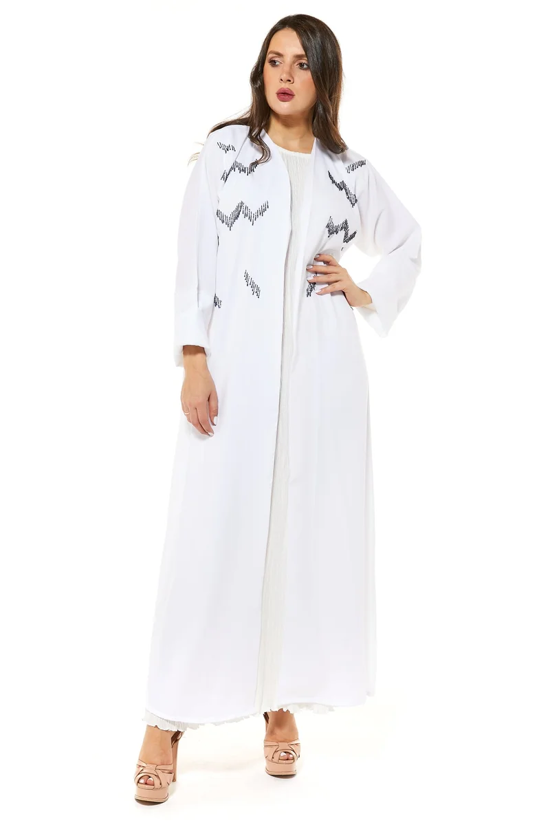 Moistreet Embellished Open Front Abaya