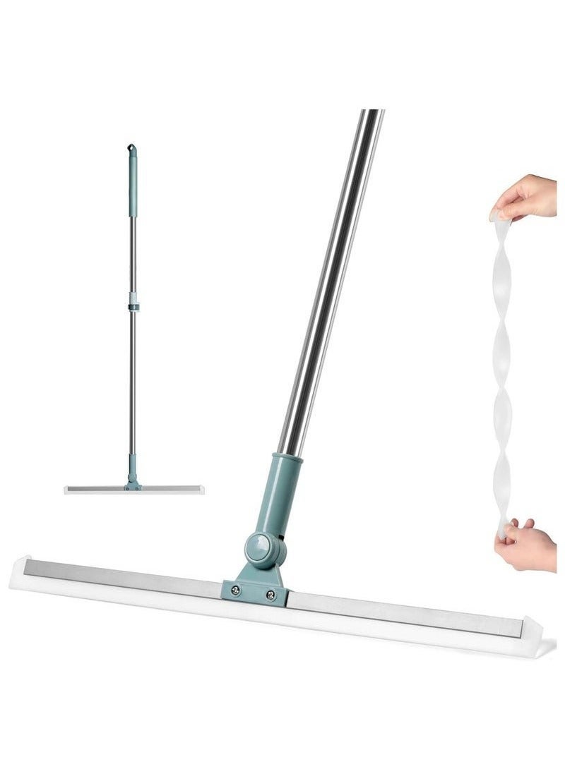 Silicone Floor Squeegee with Long Handle for Window and Shower Cleaning with Extendable and Adjustable Pole Stainless Steel for Glass, Bathroom and Floor Cleaning - Image 1