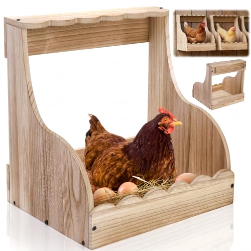 Tlence Single Compartment Hens Nesting Box, 14.5 x 13.75 x 13 Inch Wood Chicken Laying Eggs Boxes, Large Heavy Duty Chicken Coop Nest Box Accessories for Duck Birds Poultry, Easy Assembly - Image 1