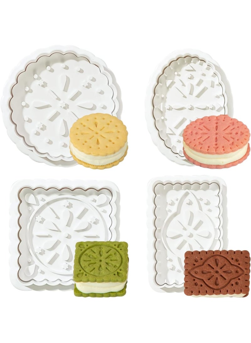 SYOSI Cookie Stamps, 4 Shape Biscuit and Cookie Embossing Molds, 3D Pattern Plunger Stamp for Homemade Baking, Pastry and Dessert Decoration, Easy to Use for Children and Adults, 4 Pack - Image 1