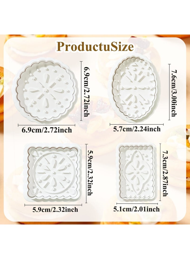 SYOSI Cookie Stamps, 4 Shape Biscuit and Cookie Embossing Molds, 3D Pattern Plunger Stamp for Homemade Baking, Pastry and Dessert Decoration, Easy to Use for Children and Adults, 4 Pack - Image 2