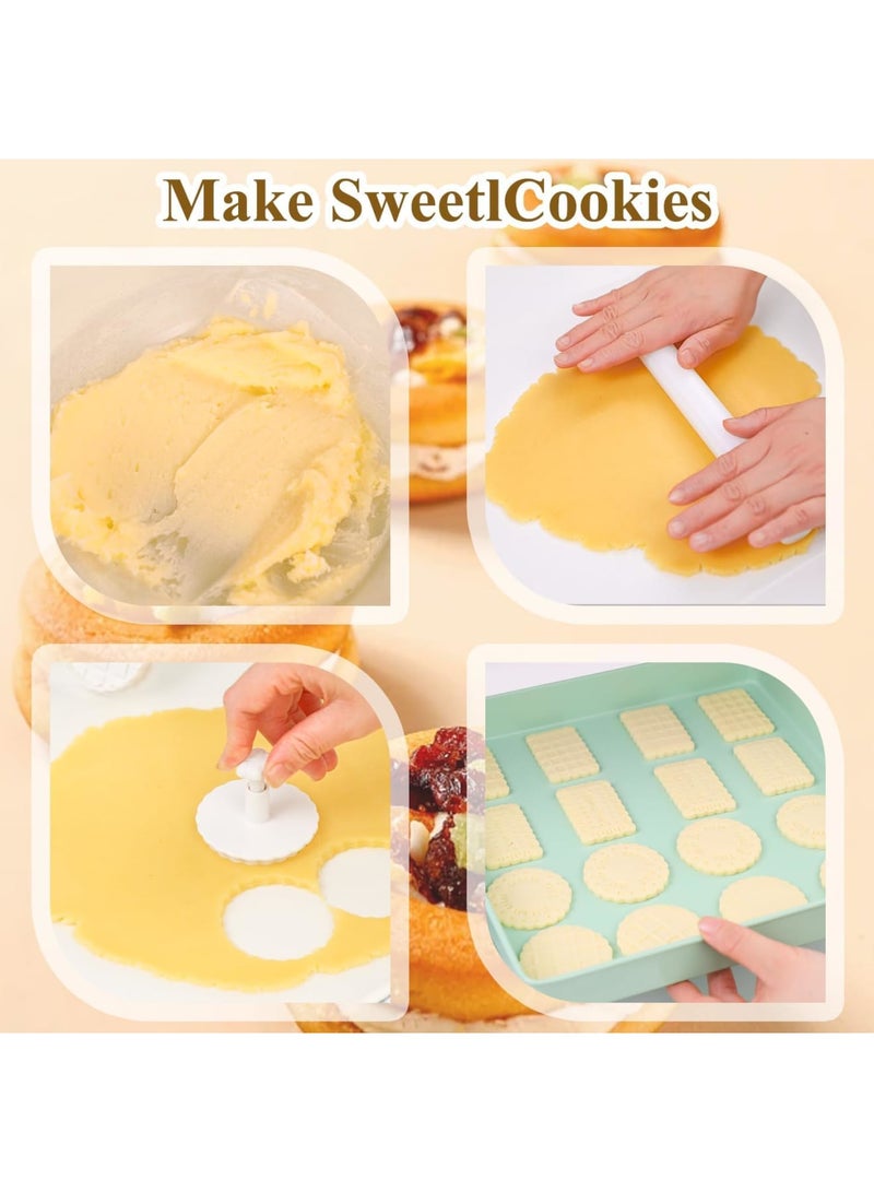 SYOSI Cookie Stamps, 4 Shape Biscuit and Cookie Embossing Molds, 3D Pattern Plunger Stamp for Homemade Baking, Pastry and Dessert Decoration, Easy to Use for Children and Adults, 4 Pack - Image 3