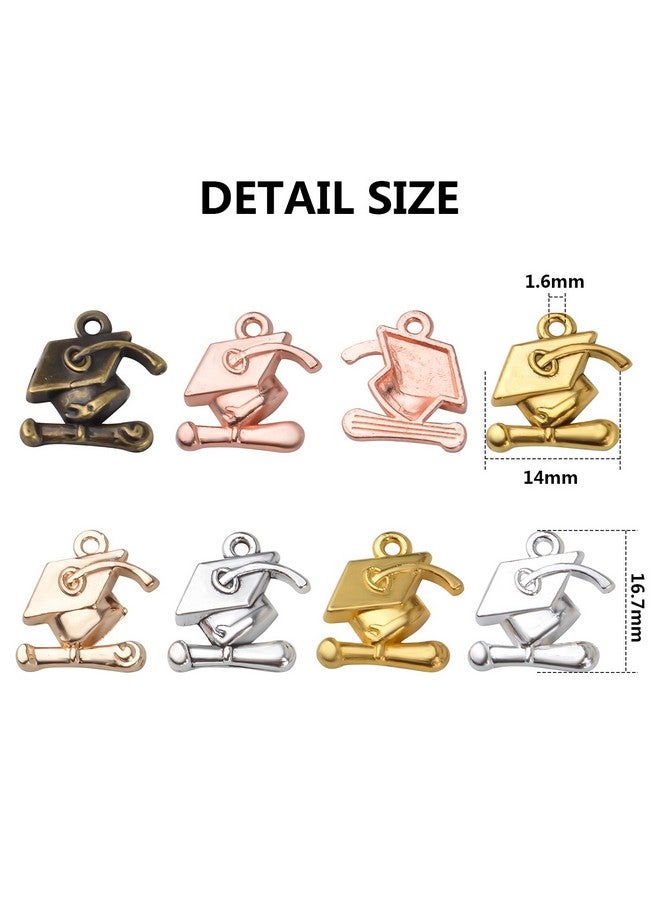 BronaGrand 70Pcs Graduation Cap Charm Pendants Alloy Graduate Hanging Charm With Diploma Pendant Graduation Charms For Diy Jewelry Bracelet Necklace Making And Crafting7 Colors - Image 3