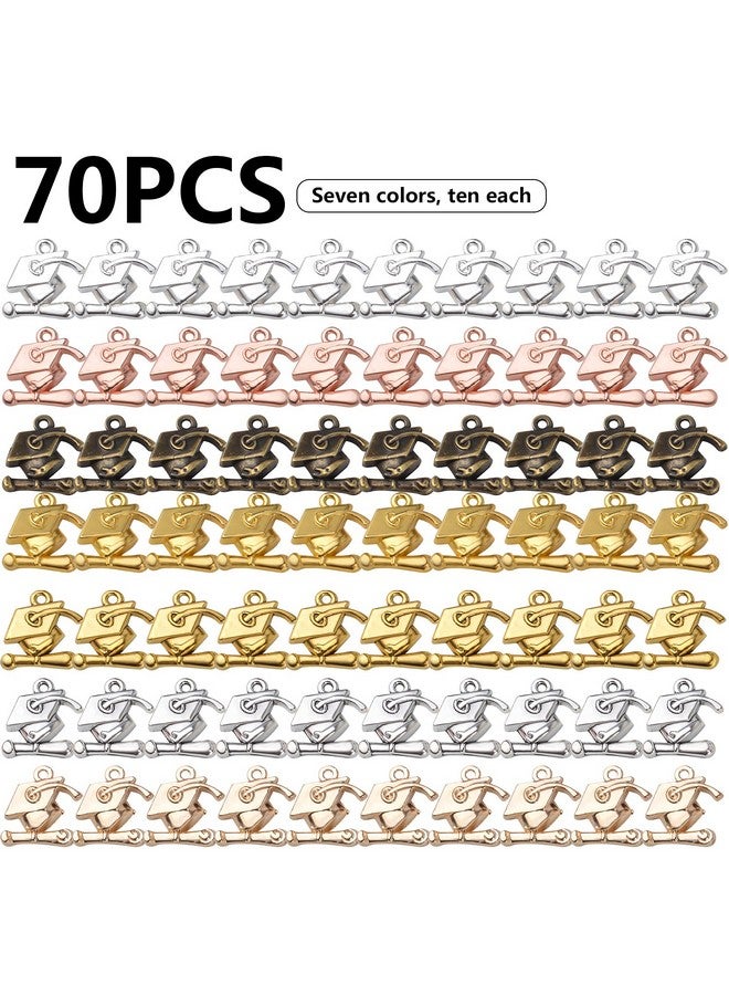 BronaGrand 70Pcs Graduation Cap Charm Pendants Alloy Graduate Hanging Charm With Diploma Pendant Graduation Charms For Diy Jewelry Bracelet Necklace Making And Crafting7 Colors - Image 2