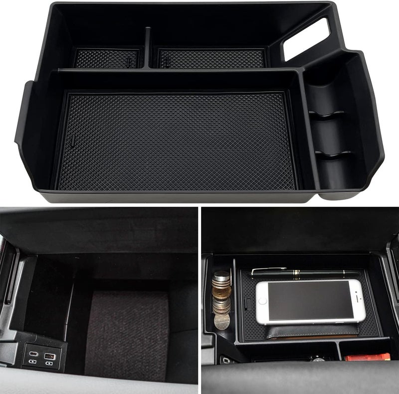 EVTIME Center Console Organizer for 2021-2024 Toyota Sienna - Black ABS Storage Tray - Image 1