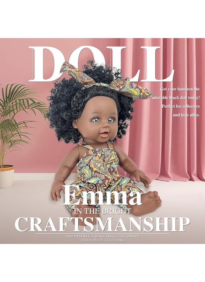 Nice2you - Nice2you Black Baby Doll, 10 inch American African Black Girl Doll with Dress, Realistic Reborn Baby Doll for Kids Aged 2 3 4 5 6, Silicone Small Black Doll Toy with Curly Hair for Birthday Gift - Image 1