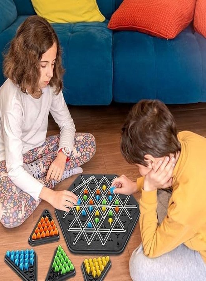 ROKTRY Chain Triangle Chess Game Board Games for Kids Adults Family Fun Night Chess Set Triangle Rubber Band Game Chain Board Chess Puzzle Interactive Brain Teaser Game 2 to 4 Players - Image 2