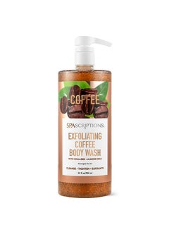 Spascriptions Exfoliating Coffee Body Wash Skin Tightening Exfoliator Scrub with Collagen  Almond Milk 32 fl oz pH Balanced Sulfrate Free Paraben Free Cruelty Free
