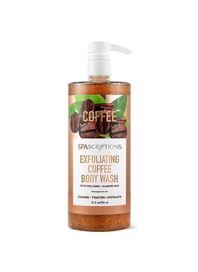spascriptions - Spascriptions Exfoliating Coffee Body Wash Skin Tightening Exfoliator Scrub with Collagen  Almond Milk 32 fl oz pH Balanced Sulfrate Free Paraben Free Cruelty Free - Image 1