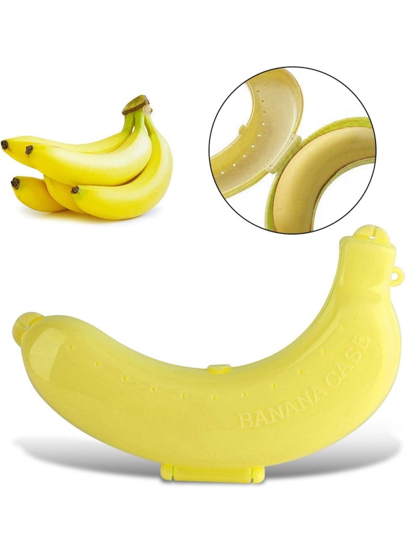 3-piece set of large banana carriers for outdoor use, BPA-free protective fruit tray, portable banana holder, cute storage box, yellow (banana carrier) - Image 1