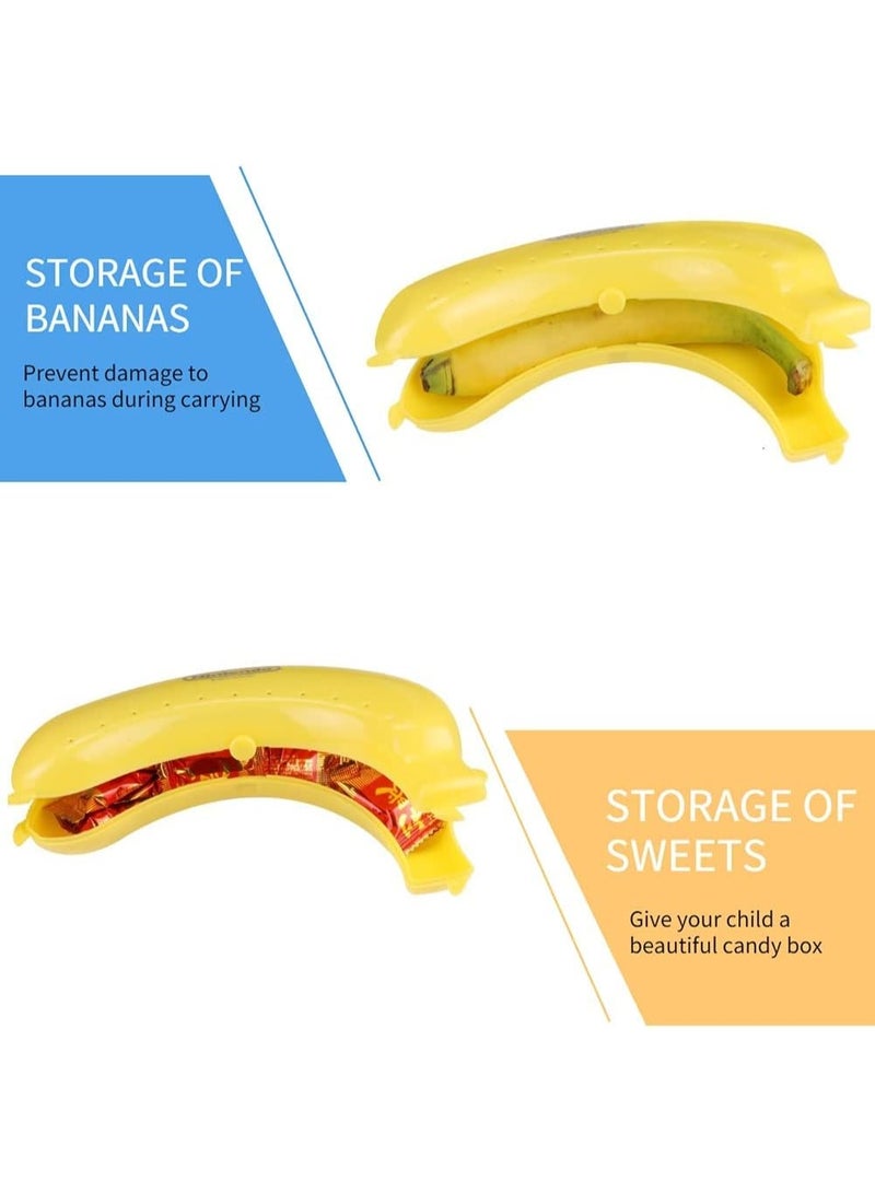 3-piece set of large banana carriers for outdoor use, BPA-free protective fruit tray, portable banana holder, cute storage box, yellow (banana carrier) - Image 2