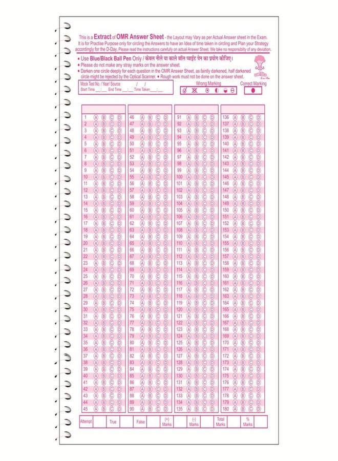 amblitz NEET OMR Sheet | 180 MCQ |100 OMR Sheets to attempt Questions Upto 180 MCQ's | Spiral Notebook | Aspirant | For Practice and Time Management | A4 Size | - Image 4