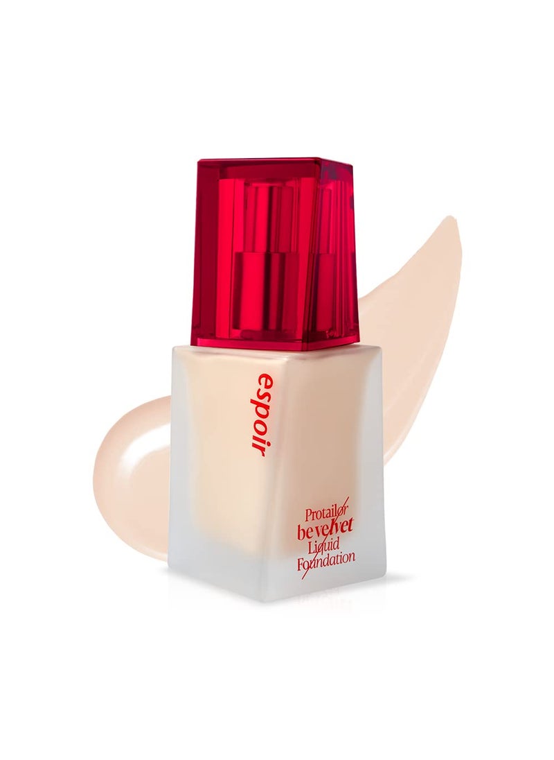 ESPOIR Pro Tailor Foundation Be Velvet SPF22 PA++ #2 vanilla (1.01 fl oz ) | Powerful Lastingness, Providing 48-Hour Cover | Easy Blending, Thin Coverage Improving Skin Texture | Comfortable Velvety