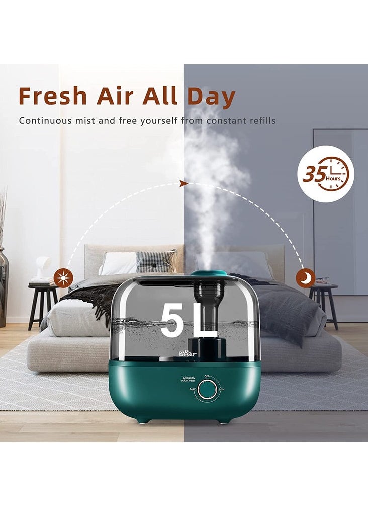Bear 5L Ultrasonic Cool Mist Air Humidifier – Portable Aroma Oil Diffuser & Purifier with Carbon Filter Auto Shut-Off 360° Adjustable Knob Ideal for Home & Office Green  - Image 3