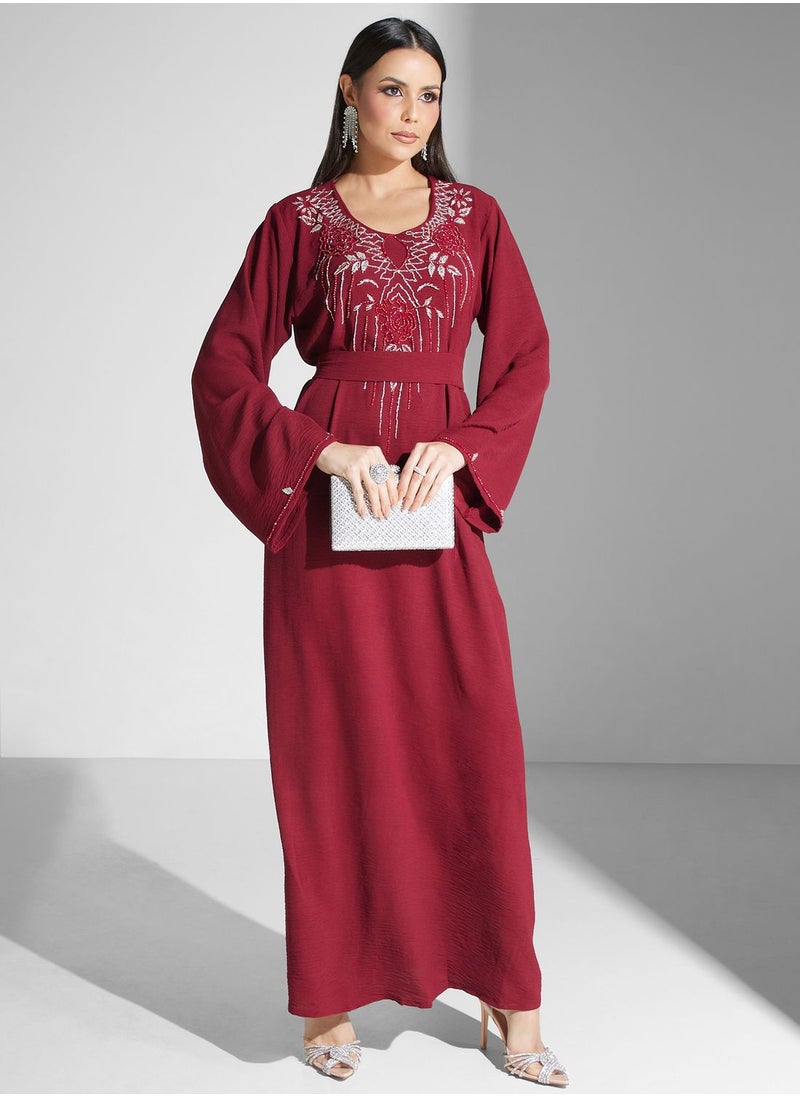 hayas closet - Embellished Belted Jalabiya - Image 1
