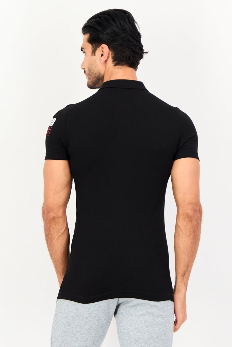 PUMA قميص بولو قصير الأكمام للرجال بتصميم نحيف، أسود - Image 3