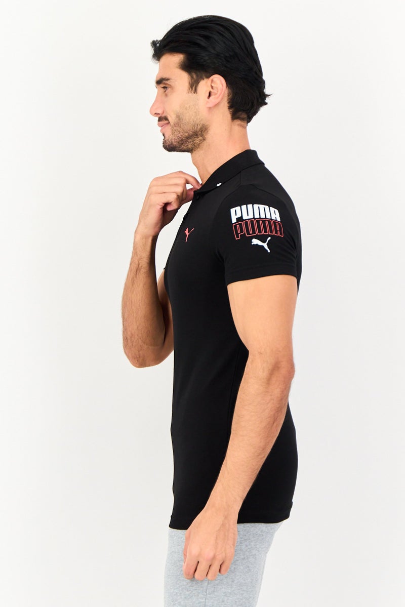 PUMA قميص بولو قصير الأكمام للرجال بتصميم نحيف، أسود - Image 2