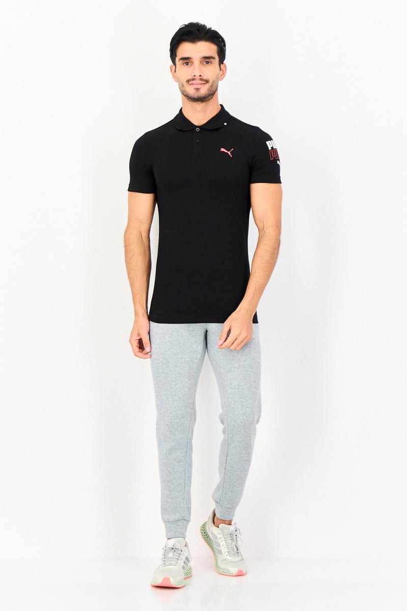PUMA قميص بولو قصير الأكمام للرجال بتصميم نحيف، أسود - Image 4