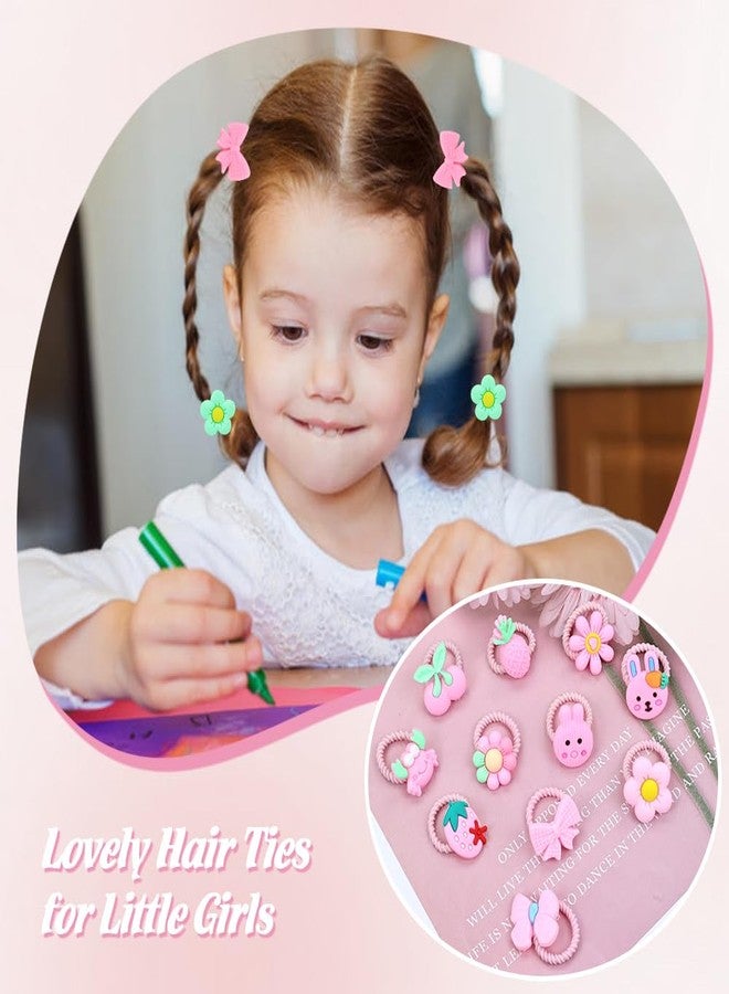 Dizila 100 Pieces/50 Pairs Cute Cartoon Animal Fruit Bow Flower Small Mini Hair Ties Stretchy Pigtail Ponytail Holders Elastics Hair Scrunchies Hair Bands Accessories for Baby Girls Infants Toddlers - Image 4