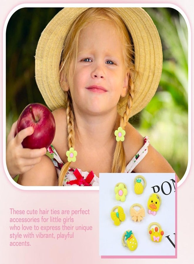 Dizila 100 Pieces/50 Pairs Cute Cartoon Animal Fruit Bow Flower Small Mini Hair Ties Stretchy Pigtail Ponytail Holders Elastics Hair Scrunchies Hair Bands Accessories for Baby Girls Infants Toddlers - Image 5