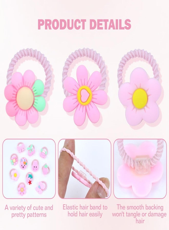 Dizila 100 Pieces/50 Pairs Cute Cartoon Animal Fruit Bow Flower Small Mini Hair Ties Stretchy Pigtail Ponytail Holders Elastics Hair Scrunchies Hair Bands Accessories for Baby Girls Infants Toddlers - Image 3
