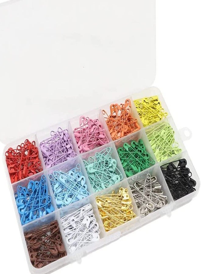 BetterJonny Colored Nickel Plated Steel Safety Pins - 300 Pcs, 32mm Small Metal Safety Pins with Storage Box for Craft, Jewelry Making, Sewing (15 Colors) - Image 1