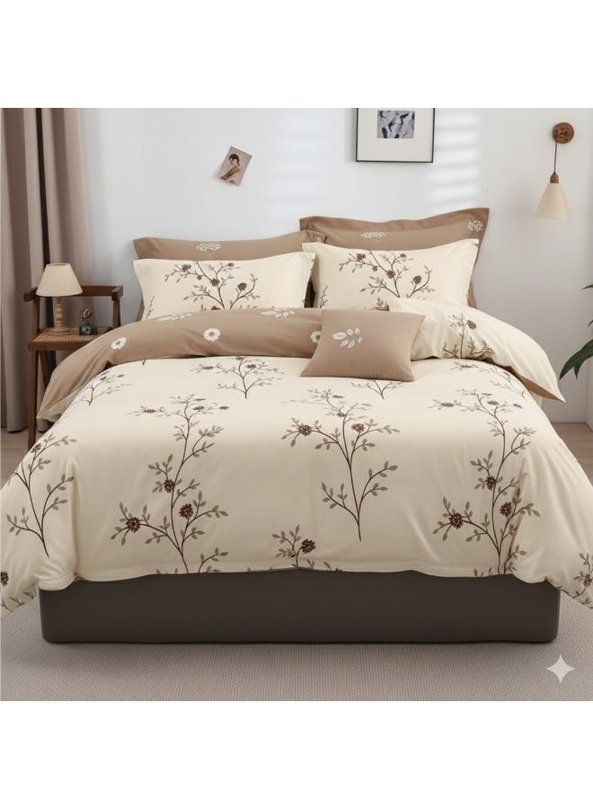 AL RAID King Size Duvet Cover Set 6 Pieces (4 Pillowcases,1 Duvet Cover & 1 Fitted Sheet) Luxury Soft Bedding Set Cozy Cotton Duvet Cover Set (King Size, 200x200+30CM) - Image 1