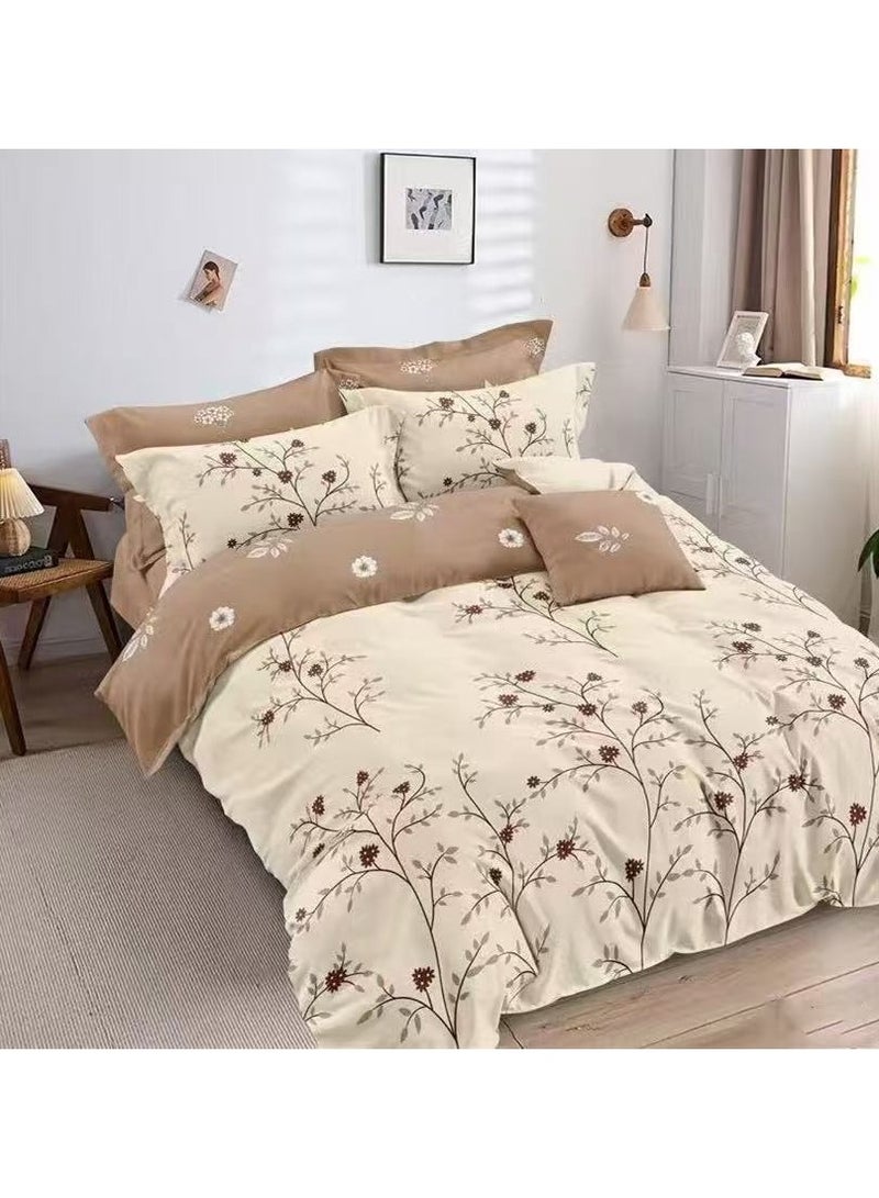 AL RAID King Size Duvet Cover Set 6 Pieces (4 Pillowcases,1 Duvet Cover & 1 Fitted Sheet) Luxury Soft Bedding Set Cozy Cotton Duvet Cover Set (King Size, 200x200+30CM) - Image 2